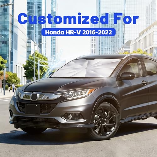 Image of Car Windshield Sun Shade for Honda HR-V 2016-2022 -[Reflective Coated Fabric] Sunshade Umbrella for Front Window, Car Shades Sun Visor Keep Car Cool and Protects Interior, 1:1 Exact Fit