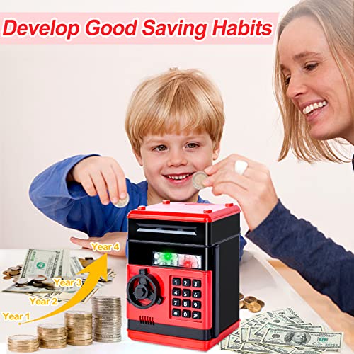 Image of Refasy Piggy Bank Cash Coin Can ATM Bank Electronic Coin Money Bank for Kids Age 3-12, Money Savings Box Mini ATM Coin Bank Toys Gifts for 3 4 5 6 7 8 9 10 11 12 Year Old Boys Girls