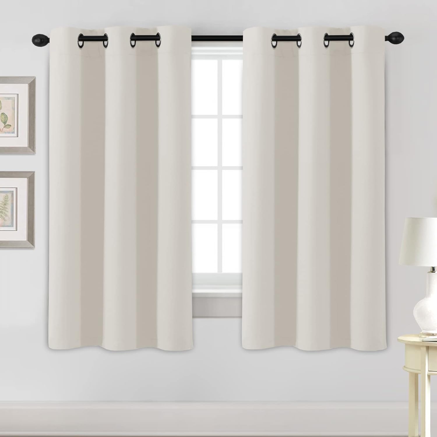 H.VERSAILTEX Room Darkening Curtains for Living Room Light Reducing Thermal Insulated Window Treatment Panels/Drapes Grommet Top 2 Panels (Ivory - 42 x 63 Inches) 42"W x 63"L (Pack of 2) Ivory