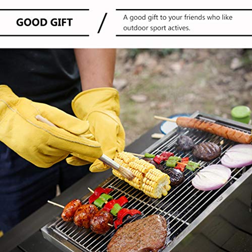 CLISPEED Luvas para Churrasco Luva de Couro Luvas de Forno Longas Porta-Panelas Luvas de Impermeávei