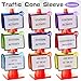 Amylove 18 Pcs Traffic Cone Sleeve Outdoor Activity Warning Sign for Caution Multicolored Message Sleeve Cone Covers with Pockets for Outdoor Driveway Road Signals