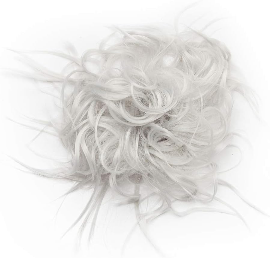 Silk-co Ombre Hair Extensions Chignons Hairpiece Hair Rubber Scrunchie Scrunchy Updos VOLUMINOUS Straight Messy Bun White Blonde - Image 3