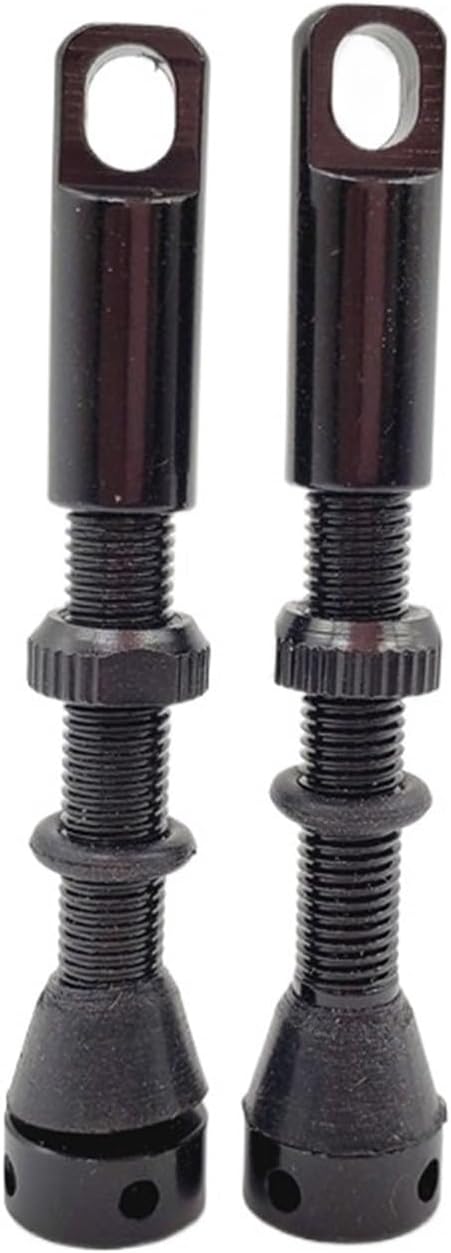 Bicycle Tire Valves 40mm Stem Aluminum Alloy Presta for Road Bike tubeless Valve with Tool Cap(40mm Black x 2)