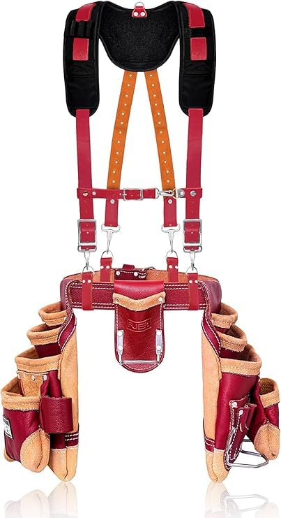 FUERI Leather Tool Belt Suspenders for Carpenters Construction El...