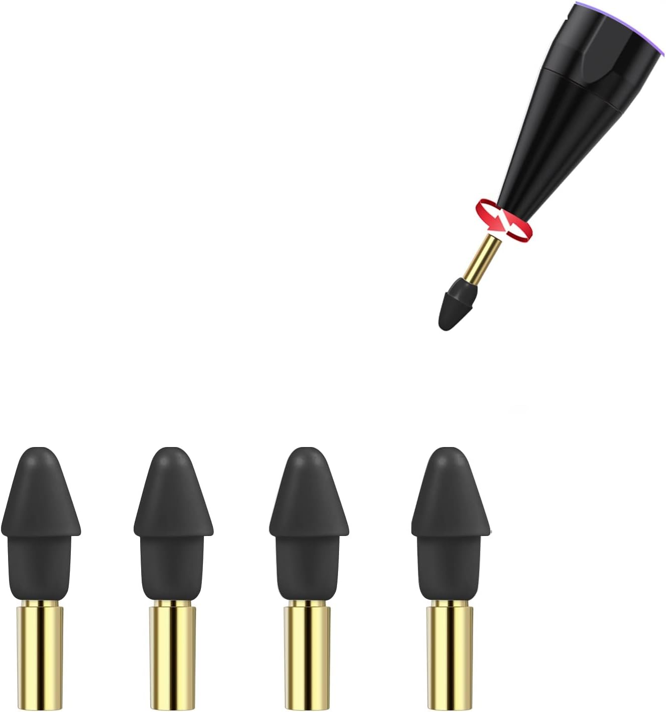 Black Replacement Tips for JAMJAKE K10 Stylus Pen (4 Pack) (Black) Thumbnail