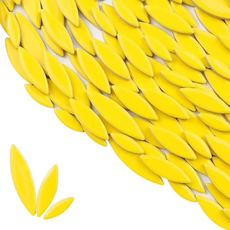 Teselas Para Mosaicos Los azulejos de mosaico de cerámica 510g/18oz con tres tamaños mezclaron los azulejos gruesos del pétalo de 4mm/0.15in Mosaico Ceramica (Color : Yellow)