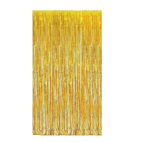 Lametta Vorhang Gold 3 Stück (1m x 2m), Glitzervorhang Metallic...