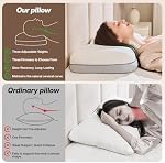 Cervical Neck Pillow for Neck & Shoulder Support, Adjustable Memory Foam Pillow with Customizable Height and Firmness, Ergonomic Pillow for Side, Back, Stomach and Combination Sleepers, White