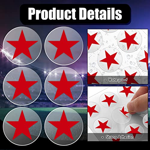 Image of Leinuosen Helmet Stickers Football Baseball Helmet Decals 1-1 /8 Inch Vinyl Sports Football Decals Self Adhesive Hockey Stickers for Hockey, Lacrosse, Batting(Clear Print Red,Star)