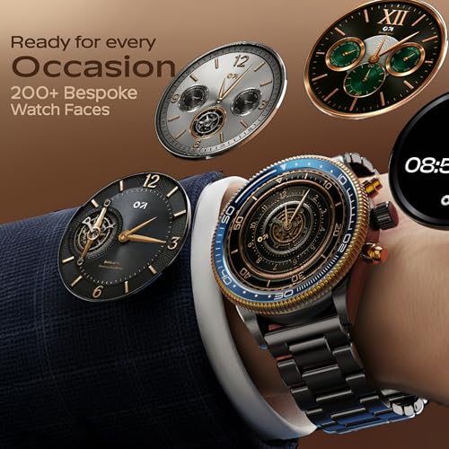 Image of GOBOULT Saber Smart Watch 1.43'' AMOLED Display, Functional Rotating Bezel, AOD, BT Calling, 200+Watchfaces, 700 Nits Brightness, AI Voice Assistant, SpO2 Monitoring, 120+ Sports Mode (Metal Black)
