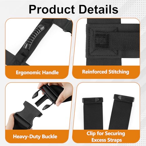 98.4 Inch Box Carrying Strap with Handle, Extra-Long Adjustable Heavy Duty H-Shaped Style Straps with Strap Organizer Clip, Handheld Belt Designed for Safely Lifting Large Boxes, Easy to Move Luggage by NVAAV - Image 5