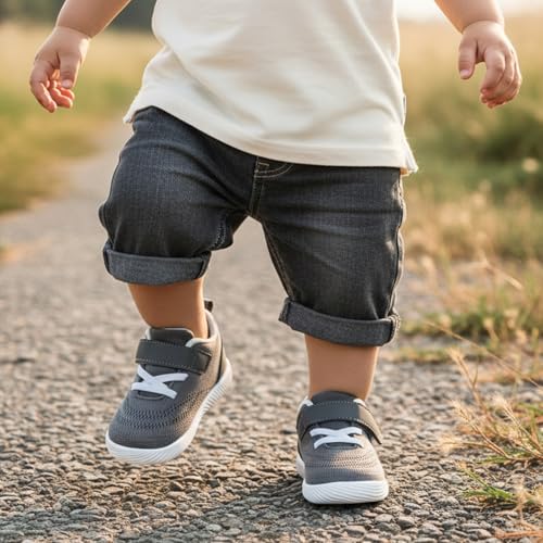 Image of MORENDL Toddler Sneakers Baby Boys & Girls Barefoot Shoes Lightweight Breathable Walking Running Tennis Athletic Sport Shoes