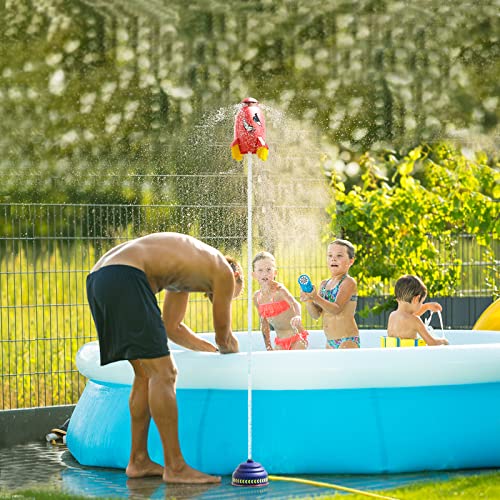 Sprinkler For Kids - Water Sprinkler For Kids, 360 Degree Rotation Kids Sprinkler, Water Rocket Spray Sprinkler For Kids, Outdoor Water Toys For Age 3 4 5 6 7 8 Year Old Boys Girls Gift(Red) #TOP4