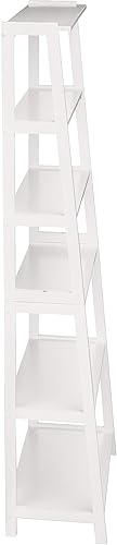 Miniatura 5 de Tienda Basics Estantería resistente de madera de goma con 5 estantes para almacenamiento de libros, color blanco, 15.03 pulgadas de profundidad x