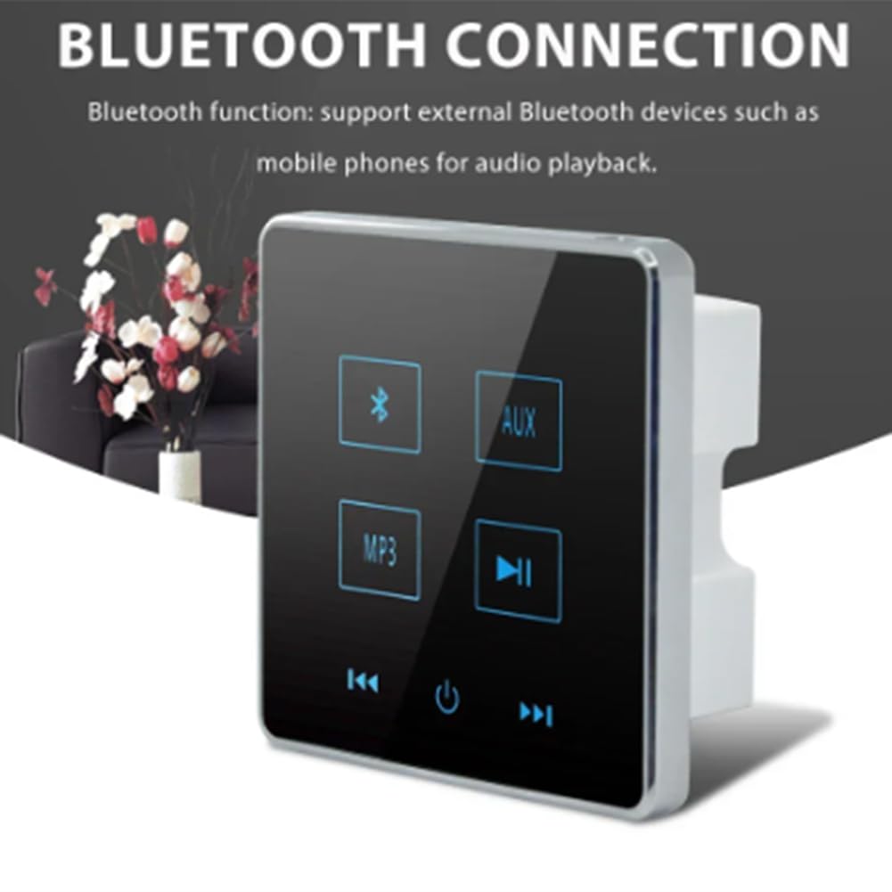 Amplificateur Mural Bluetooth Home Cinéma Système Audio de Fond pour Carte USB TF (Noir) 1 Ensemble
