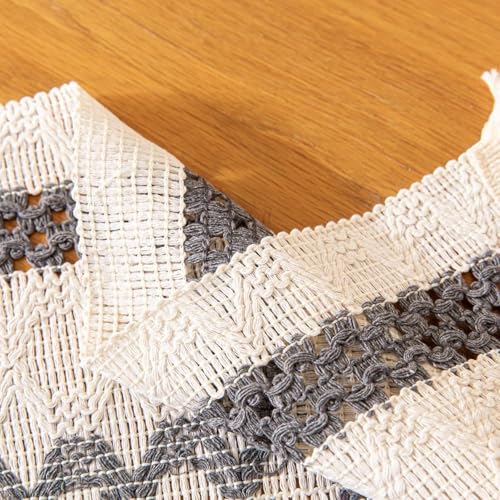 Image of HomeCloud Croshia Woven Table placemat - Heat Resistant, Washable Table Decoration for Dining, Office, Kitchen, Hotel, and Home (Rec White Grey, Set of 1)