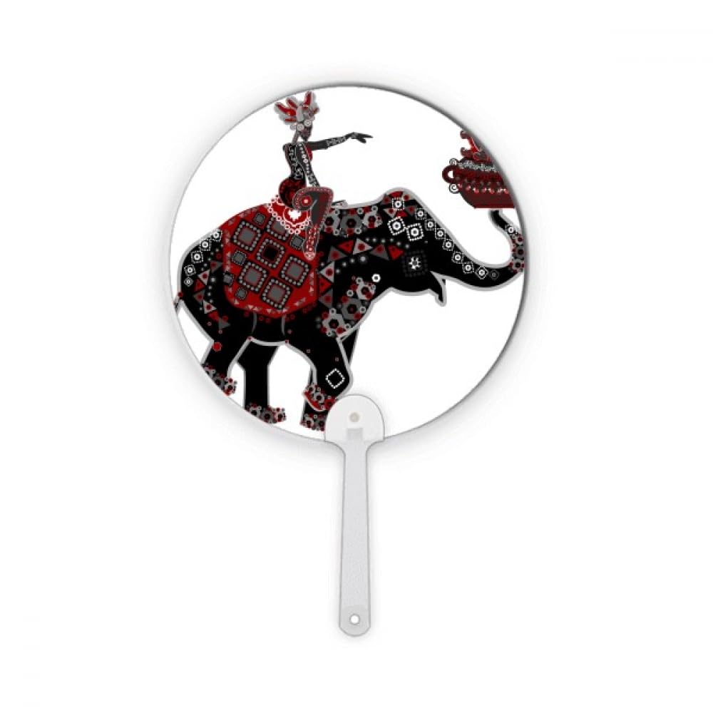 Éventail plastique rond portable éléphant décoration artisanale