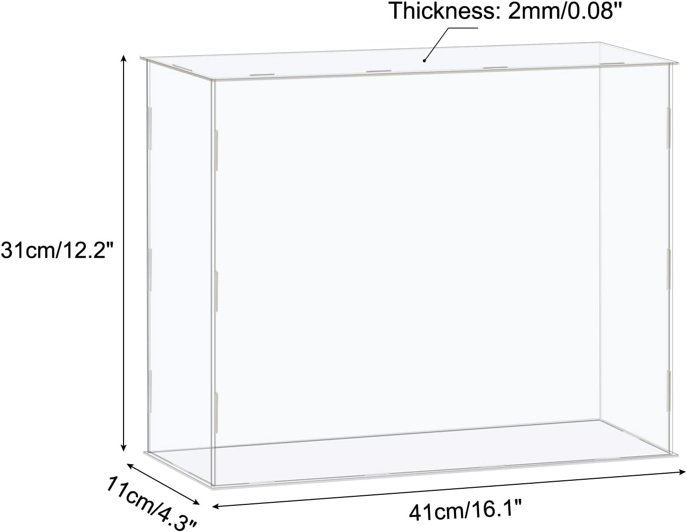 meccanixity acrylic display case box clear dustproof protection showcase 16.1x4.3x12.2 inch for collectibles display