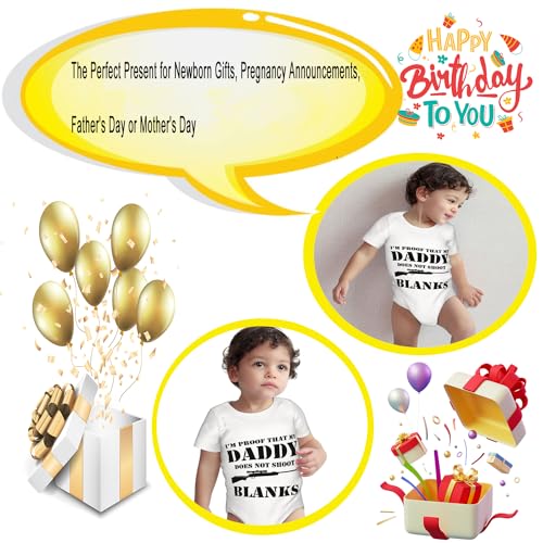 I'm Proof That My Daddy Does Not Shot Blanks Bodysuits, Boys Girls Cotton Romper Short Sleeve Jumpsuit Outfits 0-24 Months 5