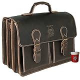 Außenmaße: 42 x 20 x 31 cm FREIHERR VON MALTZAHN Große Aktentasche DA VINCI aus BIO-Leder, Made in Germany, inkl. Lederpflege