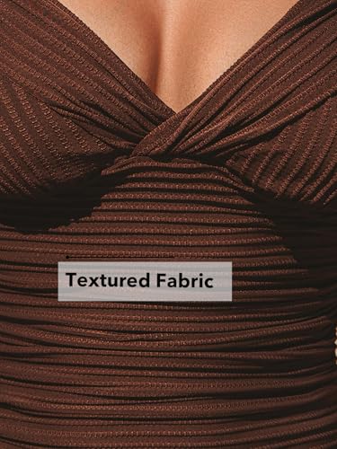 CUPSHE Women's Tankini Sets Two Piece Swimsuit V Neck Bathing Suit Adjustable Spaghetti Straps Ruched Mid Rise Textured3