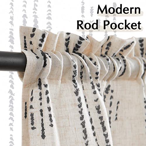 Jinchan JCDYMMQLGMB-2636C03 Boho Kitchen Curtains Linen Tier Curtains 36 Inch Bohemian Cafe Curtains Striped Curtains Farmhouse For Bathroom Rv 2 Panels Black thumb #5