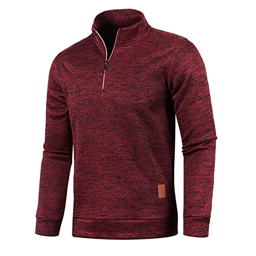 Mens Quarter Zip Thermal Fleece Lined Sweaters Plus Slim Fit Knitted Mock Neck Pullovers in Casual Long Sleeve Styles
