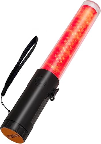 Varita de control de tráfico, varitas de control de tráfico aéreo recargables de 10 pulgadas con imán y LED blanco, varita roja de tráfico, bastón