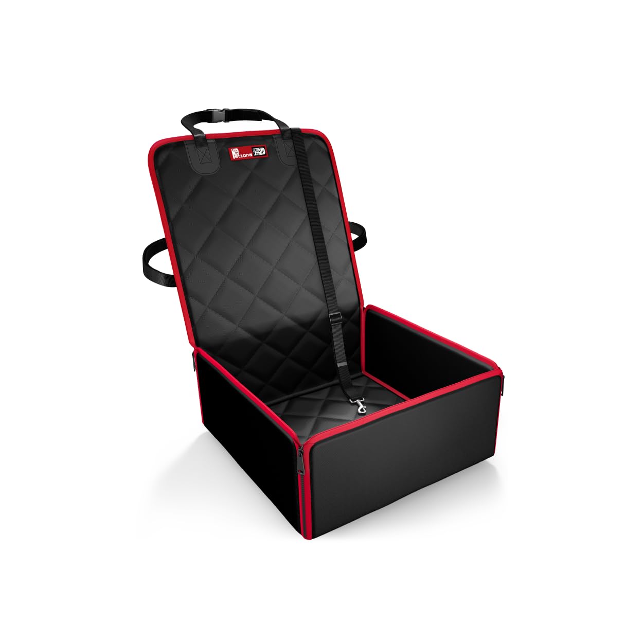 Just Pet ZoneDog Car Seat 2 IN 1 - Travel Accessories Front Cars Seats Cover for Dogs, Small to medium sized - Car Seat covers & Protector waterproof foldable with Safety Seat Belt (Red, Size)