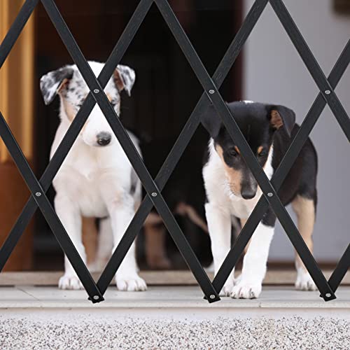 Relaxdays Hundeabsperrgitter, ausziehbar bis 130 cm, 87,5-100 cm hoch, Bambus, Hunde Schutzgitter, Treppe & Tür, schwarz