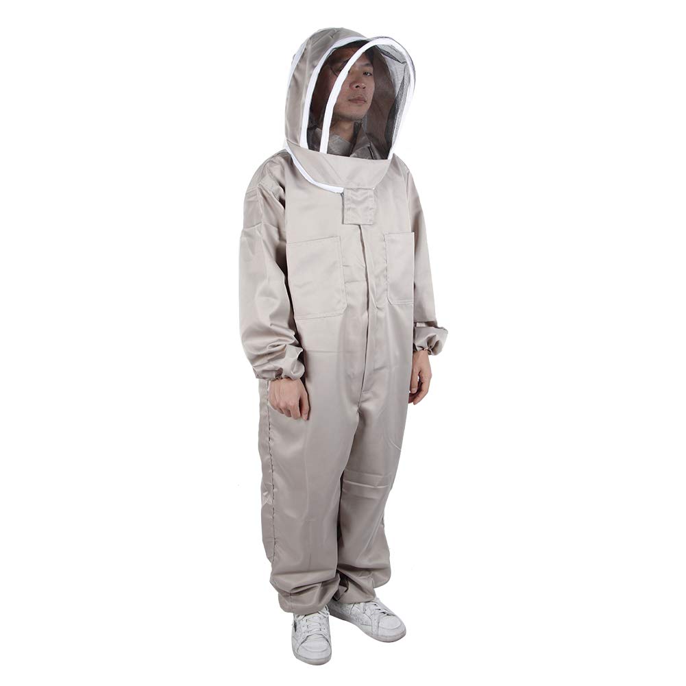 SIXRUN Traje de Apicultura con Capucha, Ropa Protectora para Apicultor de | Tejido Ripstop de Algodón, para 180-190 Cm, Transpirable, con Puños Elásticos