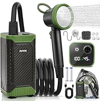 Campingdusche mit Pumpe, 8000mAh Camping Dusche mit Akku und Intelligenter Digitalanzeige, Tragbare Outdoor Mobile Dusche Set mit Duschkopf und 2m Schlauch für Camping Reisen Garten Autowaschen