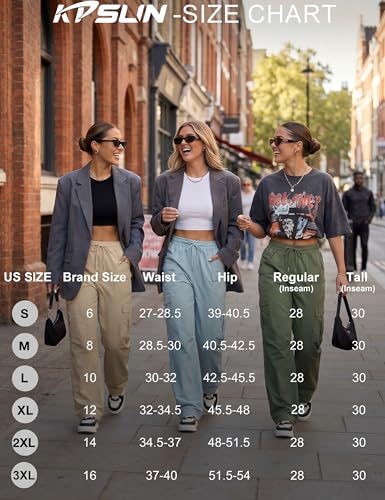 Image of Women's Cargo Pants 28 inch /30 inch Lightweight Quick Dry Casual Travel Pant Streetwear for Work Hiking Outdoor with 8 Pockets