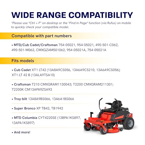 Image of [Upgraded Grip120] Canamax 954-05021 Mower Deck Belt - for Cub Cadet Troy Bilt Super Bronco MTD Craftsman Lawn Tractor - Replaces 754-05021 490-501-C062 490-501-M062 | Aramid Cord | 99.75 inch x 0.5 inch