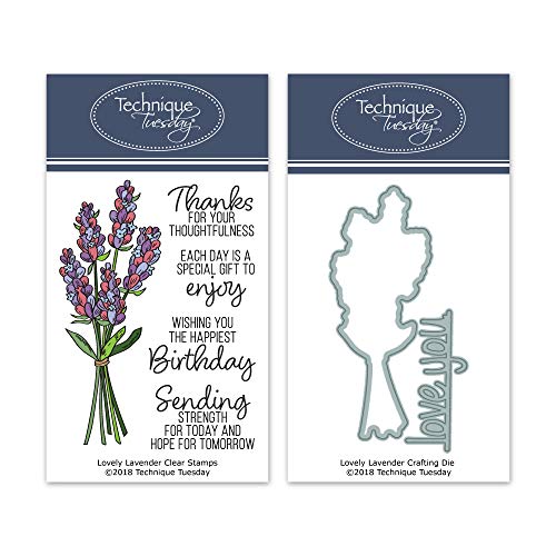 Lovely Lavender Clear Stamps & Dies Bundle - Photopolymer Stamps | Clear Rubber Stamps | Matching Metal Dies | Die Cuts | Craft Dies | Cutting Dies