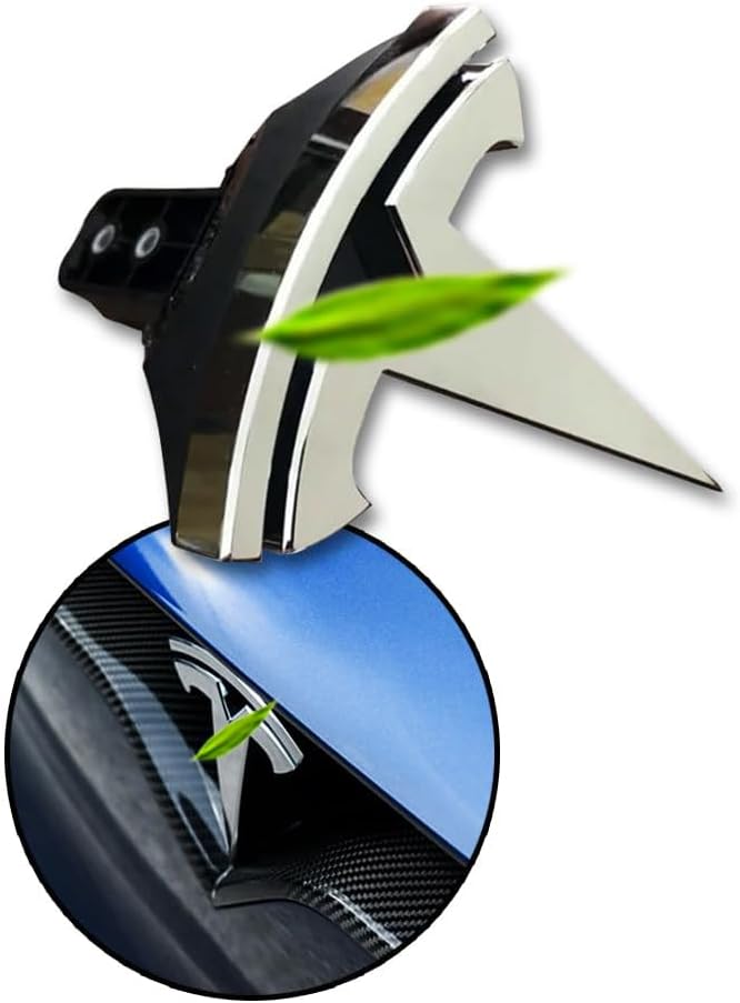 Front Hood/Grille Bright Emblem Logo Compatible with Tesla Model X - Chrome Pattern 1 Piece