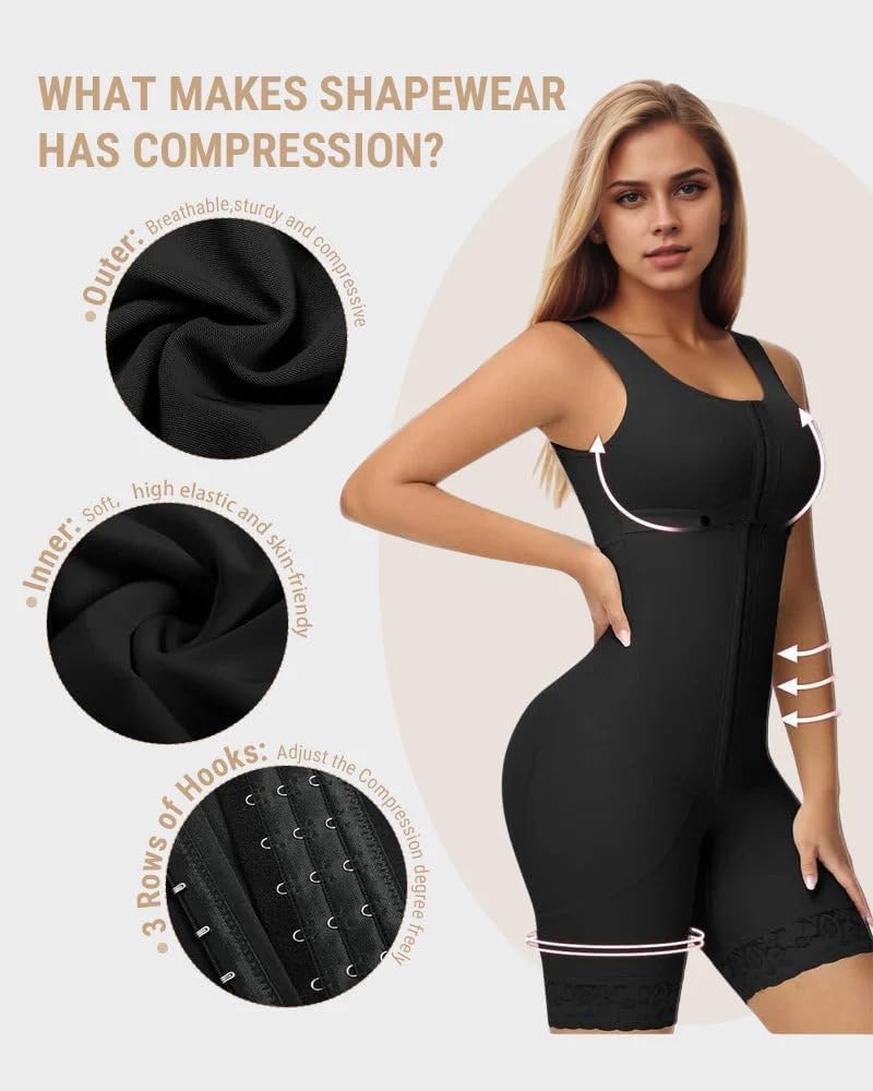 Double Compression Tummy Control Shapewear with Bra Fajas Colombianas Full Body Shaper Butt Lifter Bodysuit Zipper Crotch
