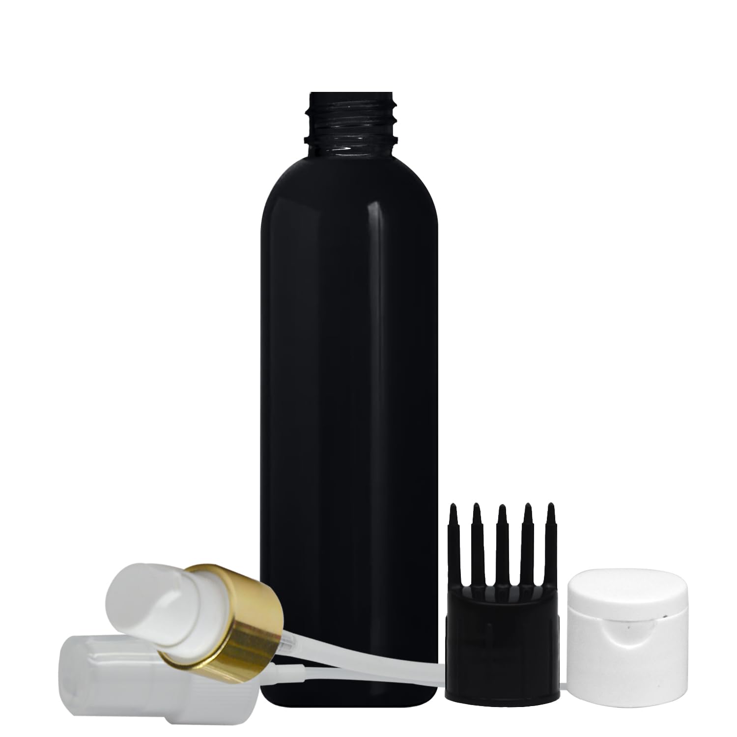 ERZA 3 Black Cylindrical Shape Empty Bottle Durable Refillable Containers With 3 Spray Atomizer, 3 Pump Bottles Dispenser, 3 Black Root Comb Applicator, 3 White Filp Top Cap, For Perfume-picture-9