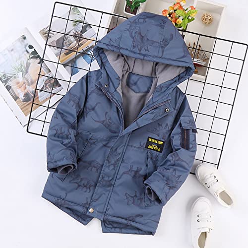 Kids Boys Girls Dinosaur Prints Coat Winter Thicken Jacket Warm Windproof Hooded Outerwear Children Snowsuit Clothes3