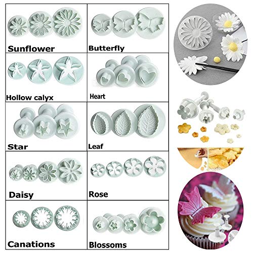 Miniatura 2 de Lemgyiamz Juego De Cortadores De Galletas Diy 33 Piezas - Formas De Flores, Mariposas, Estrellas, Corazón Y Hojas Para Tartas, Hornear Y Pasteles