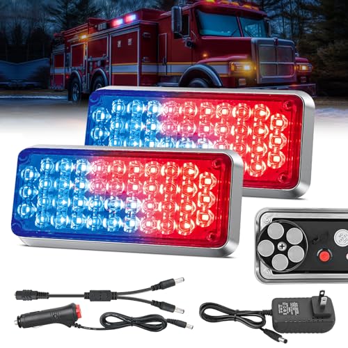 Image of Nilight 2PCS 42LED Red Blue Magnetic Strobe Lights Surface Mount Waterproof | Portable Warning Hazard Light 5 Patterns for 12V 24V Cars Trucks Van Off Road Vehicles ATV