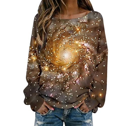 Vhersily 2026 Galassia Camiseta de manga larga para mujer Y2K 3D con estampado de cielo estrellado cuello redondo jersey fino de suave algodón moderno estilo Streetwear deportivo Hip Hop de Skater