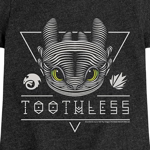 How to Train Your Dragon - Toothless Line Art - Toddler & Youth Girls Short Sleeve Graphic T-Shirt3