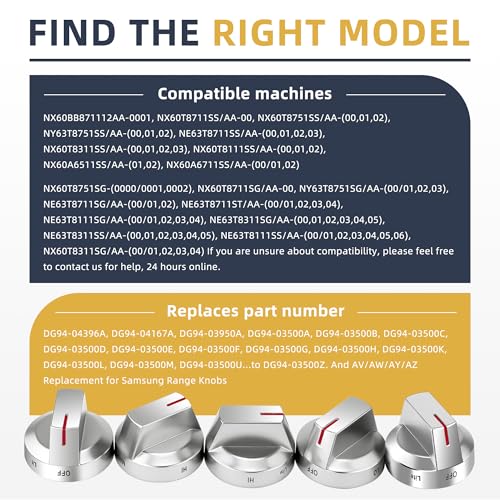 AMI PARTS DG94-03500A/Z Fit for Samsung Gas Stove Knob Replacement (5PCK) and DG94-03500U Gas Stove Knobs-Models NX60T8111SS NX60T8311SS NX60T8711SS for Samsung Oven Stove knobs by AMI PARTS - Used condition - Image 4