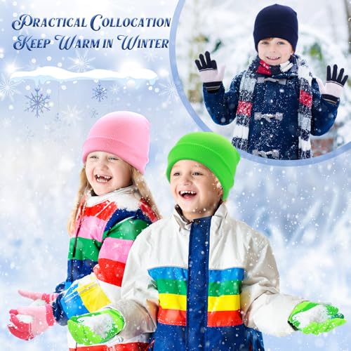 Image of Chuarry 144 Pcs / 72 Sets Kids Winter Hats and Gloves Bulk, Knit Hat Gloves Pack Unisex Cold Weather Cap for Boys Girls Gift(Fresh)