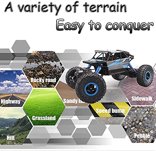 Image of Remote Control Car 2.4Ghz RC Cars 4WD RC Rock Crawler Electric Radio Control Cars Off Road RC Monster Trucks Toys for Kids Boys (Blue)