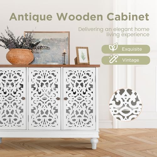 Sophiawilliamsideboardandbuffetwithstorage3doorhollowcarvedaccentcabinetdistressedwoodstoragecabinetcupboardforkitchendiningroomlivingroomentrywaywhite Urban Country Home Decor Sophia william sideboard and buffet with storage 3 door hollow carved accent cabinet distressed wood storage cabinet cupboard for kitchen dining room living room entryway white urban country home decor