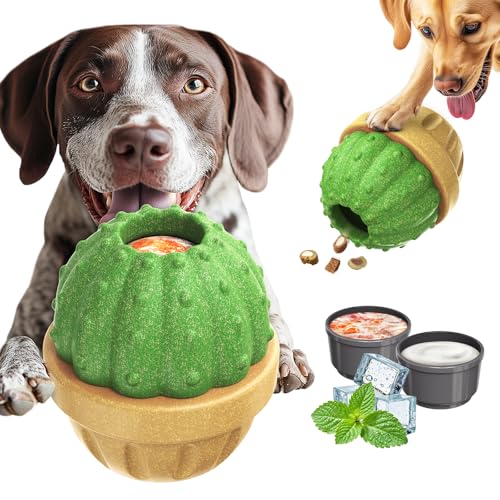 DSUMD Interactive Dog Toys, Frozen Treat Dispensing for Aggressive Chewers, Indestructible Nylon Chew Toy, Slow Puzzle Feeder for Healthy Eating, for Small Medium Large Breed to Keep Them Busy, Green