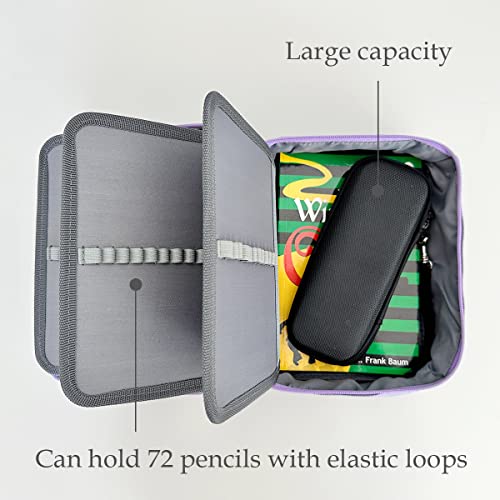 Image of allydrew Large Capacity 72 Slot Pencil Case for Colored Pencils, Stationery Pouch, Lavender