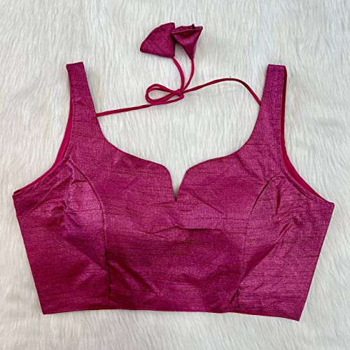 Image of Pujia Mills Women's Heavy Phantom Silk Bollywood Style Sleeveless Trendy Blouse(Veda)